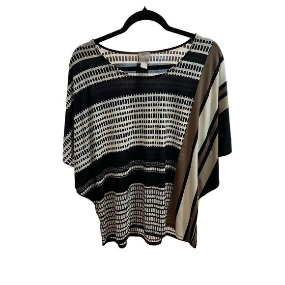 Chico’s Women’s Color Block Tunic Blouse Elegant Casual Formal Top. Size 3, XL. - Picture 1 of 9